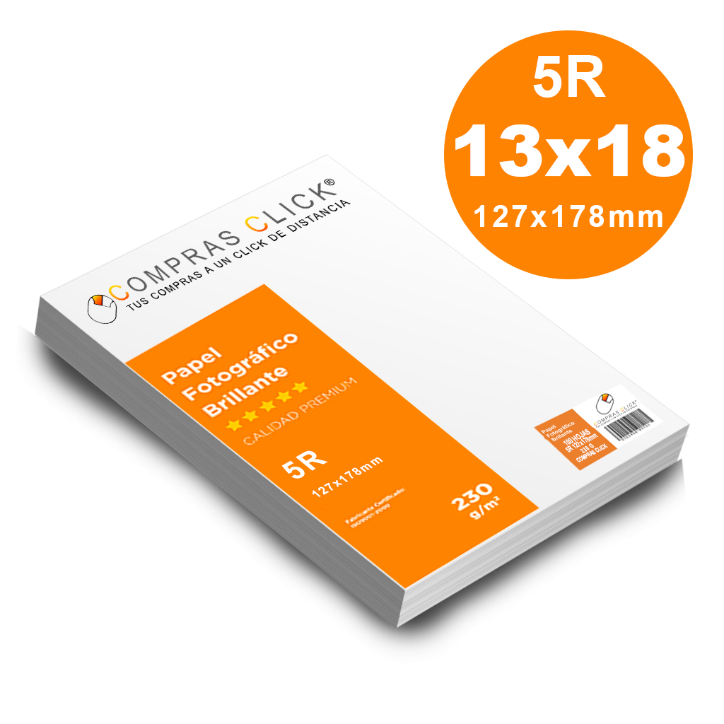 Papel Fotográfico 13x18 Brillante 100 hojas 5R Glossy