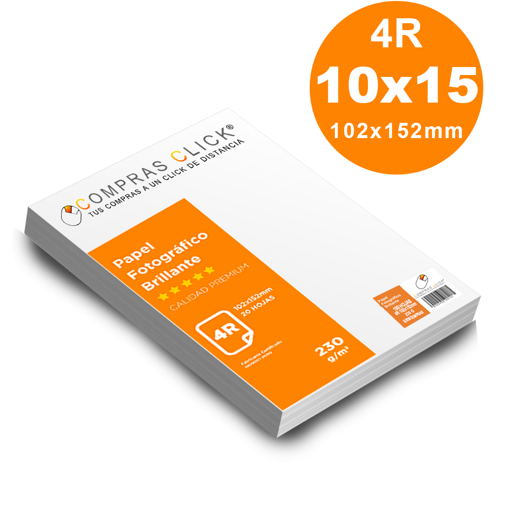 Papel Fotográfico 10x15 Brillante 100 hojas 4R Glossy