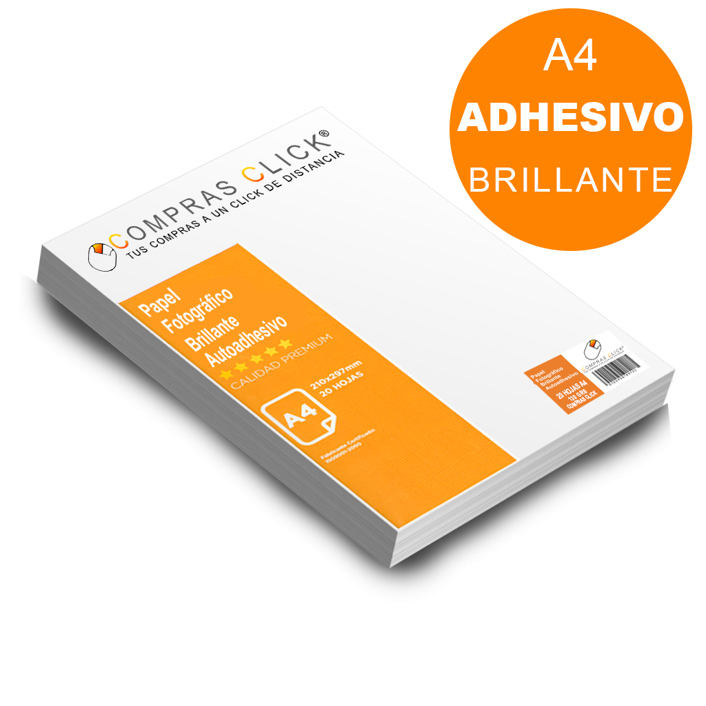 Papel Fotográfico Adhesivo Brillante 20 hojas A4 Glossy