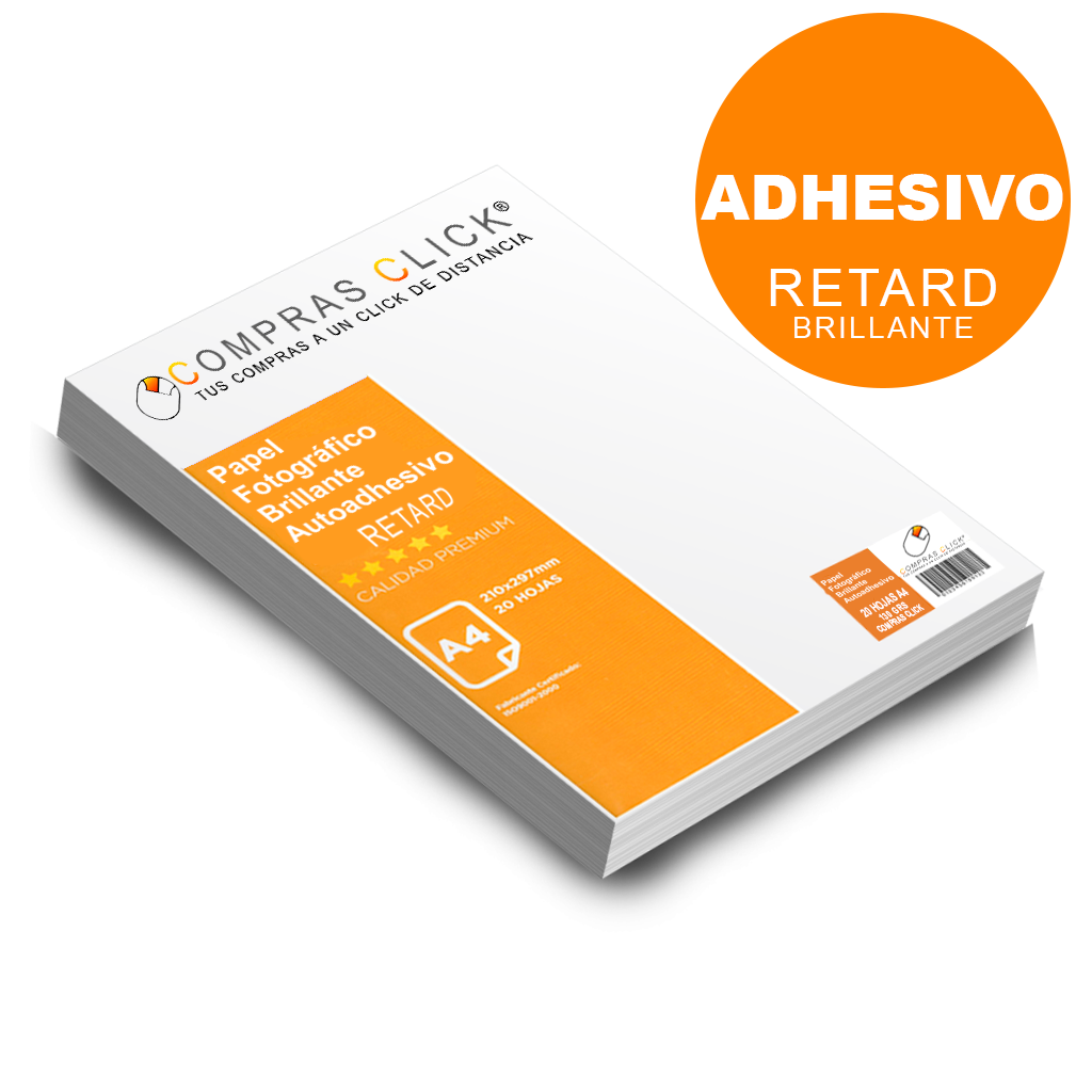Papel Fotográfico Adhesivo Retard Brillante 20 hojas A4